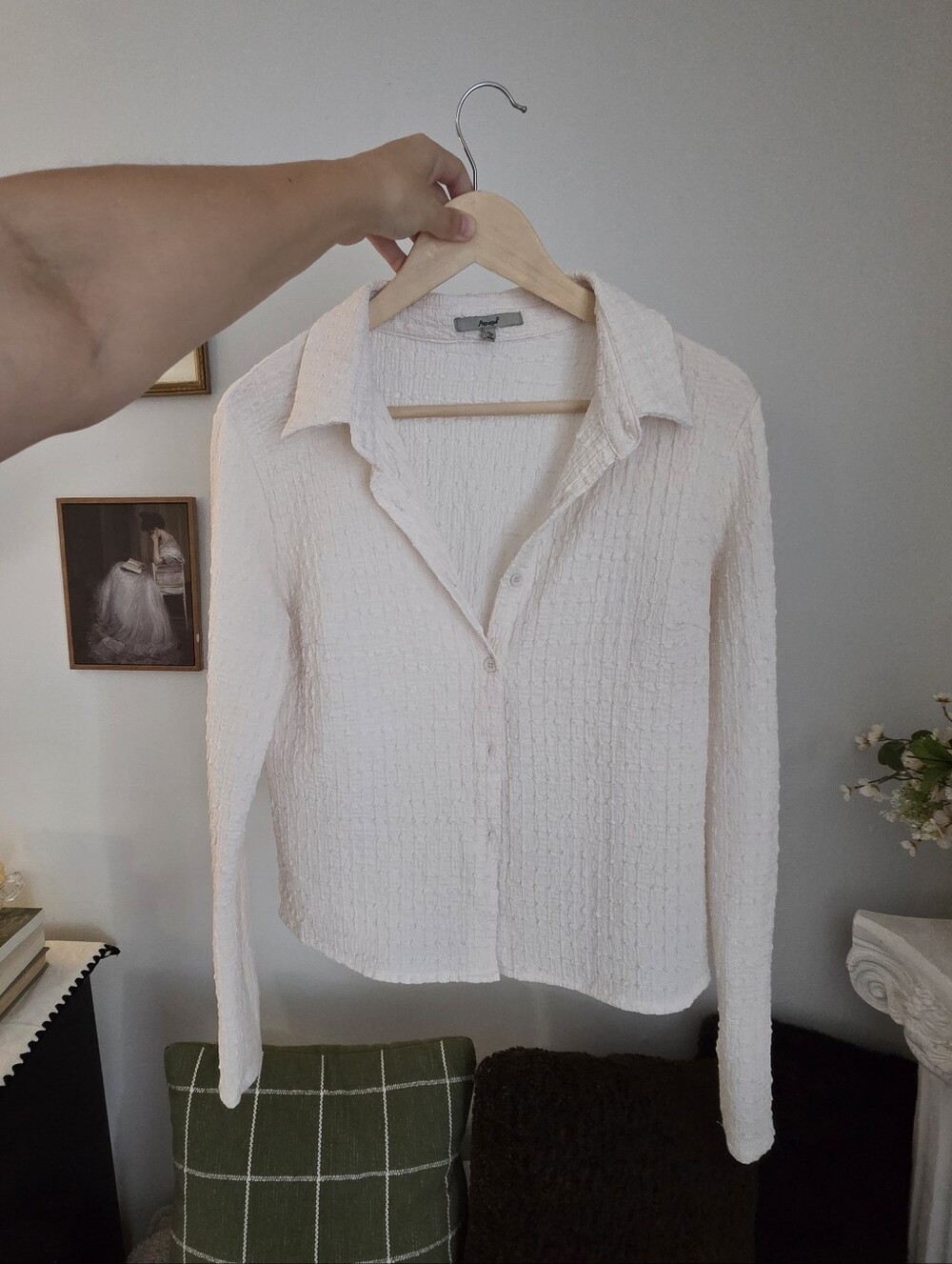 Papaya Cream Textured Button-Down Shirt